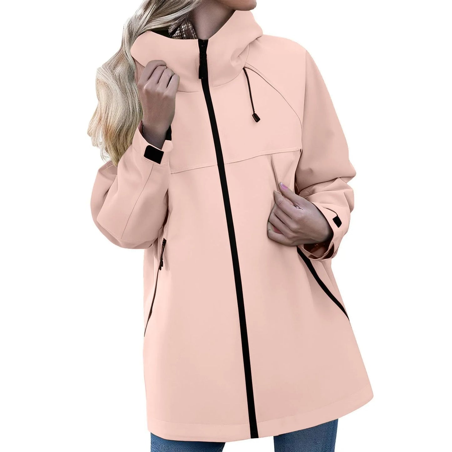 Women'S Solid Color Long Sleeved Hooded Outdoor Suit Windproof And Thin Jacket Spring Autumn Women Solid Color Sweatshirt Coat