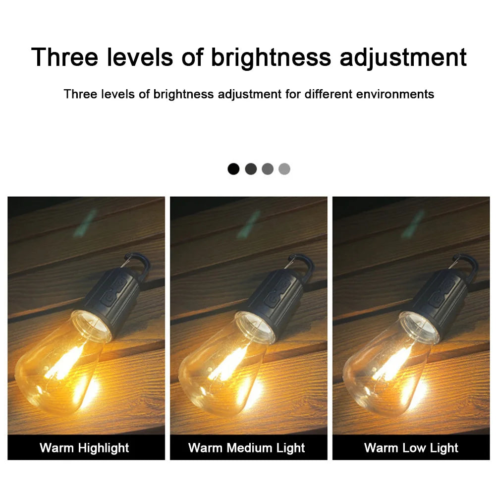 LED Camping Lamp with Hook 400mAh Outdoor Camping Hanging Lamp Waterproof Type C Charging Hanging Tent Lights for Hiking Fishing