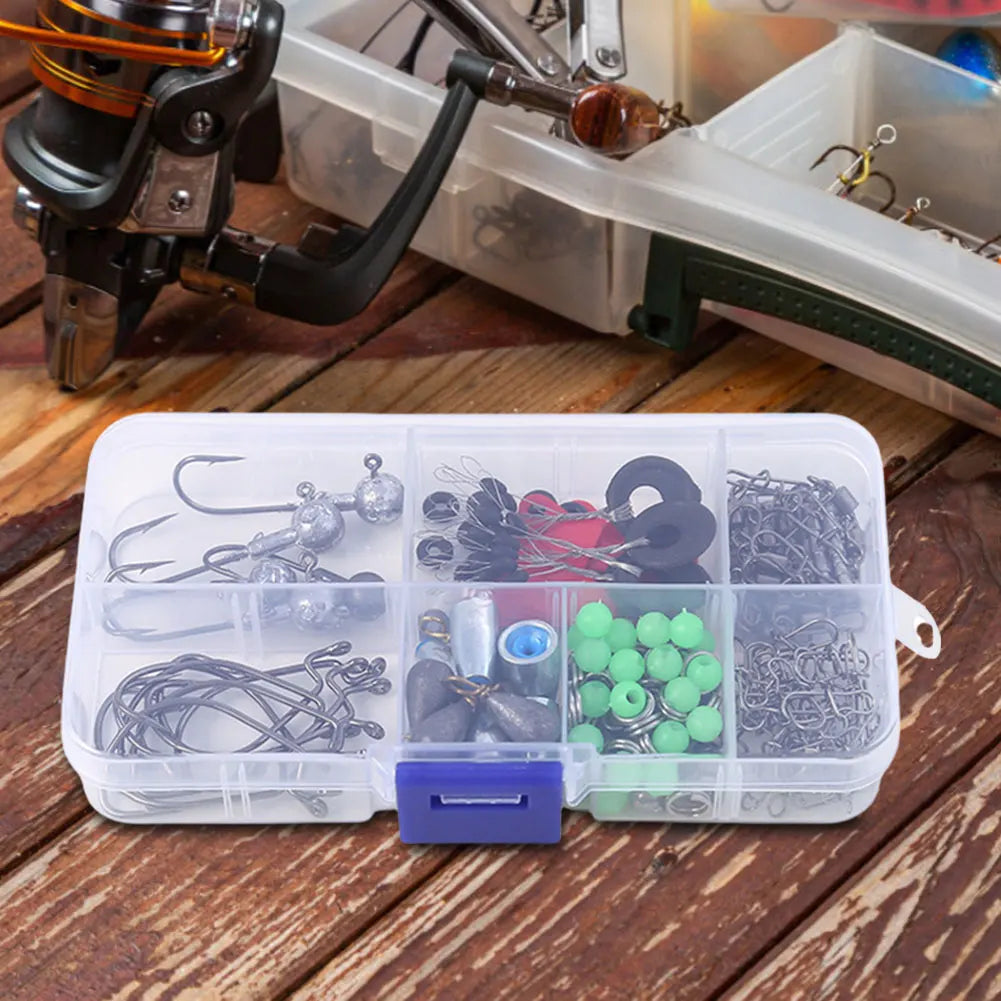 170pcs Fishing Accessories Kit Including Box Hooks Swivels Sinkers Fishing Gear Set Gifts for Men
