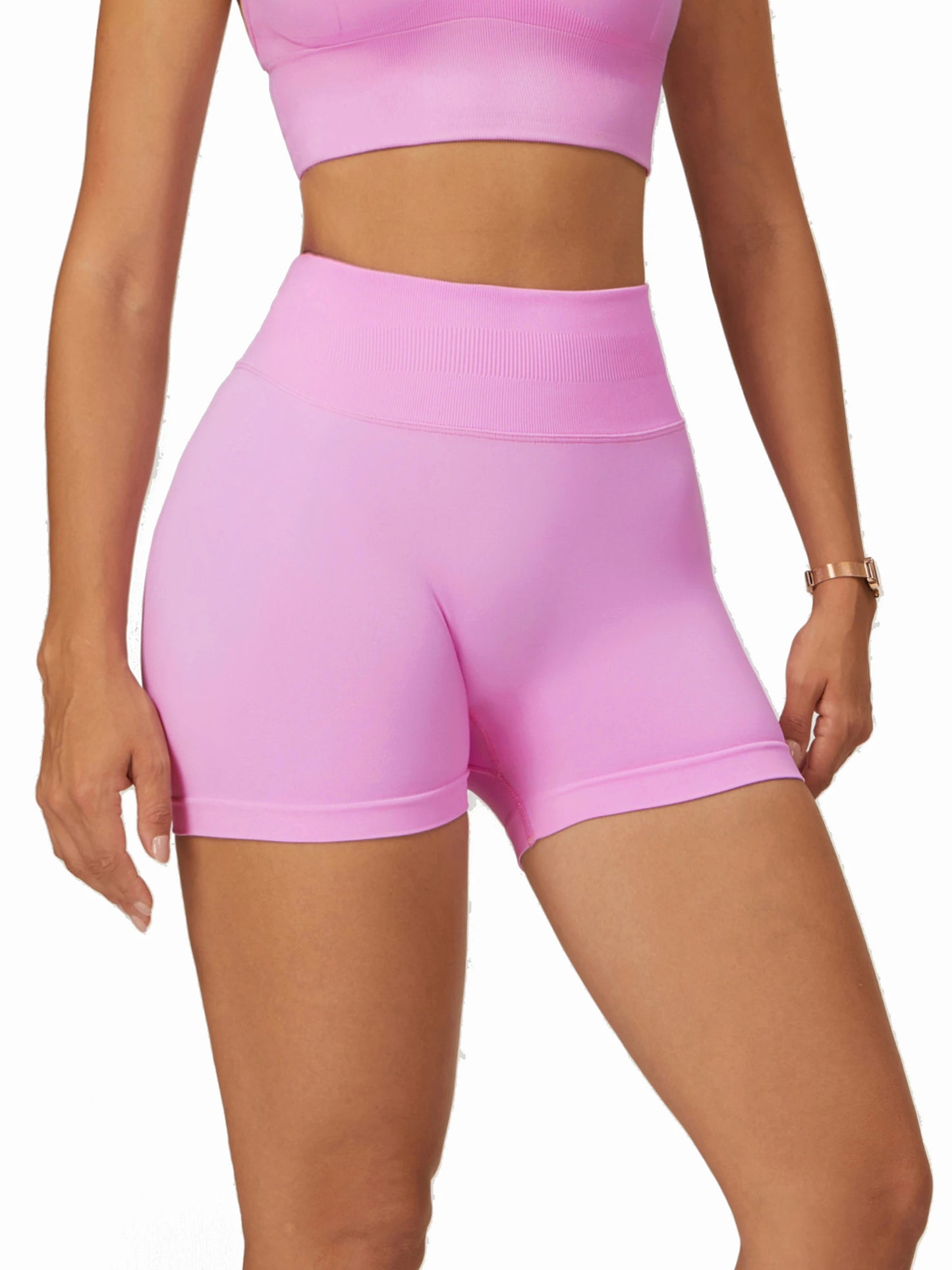Seamless Fitness Shorts Women's Summer Thin Stretch High Waist Hip Yoga Shorts Sports Running Breathable Quick Drying Training P