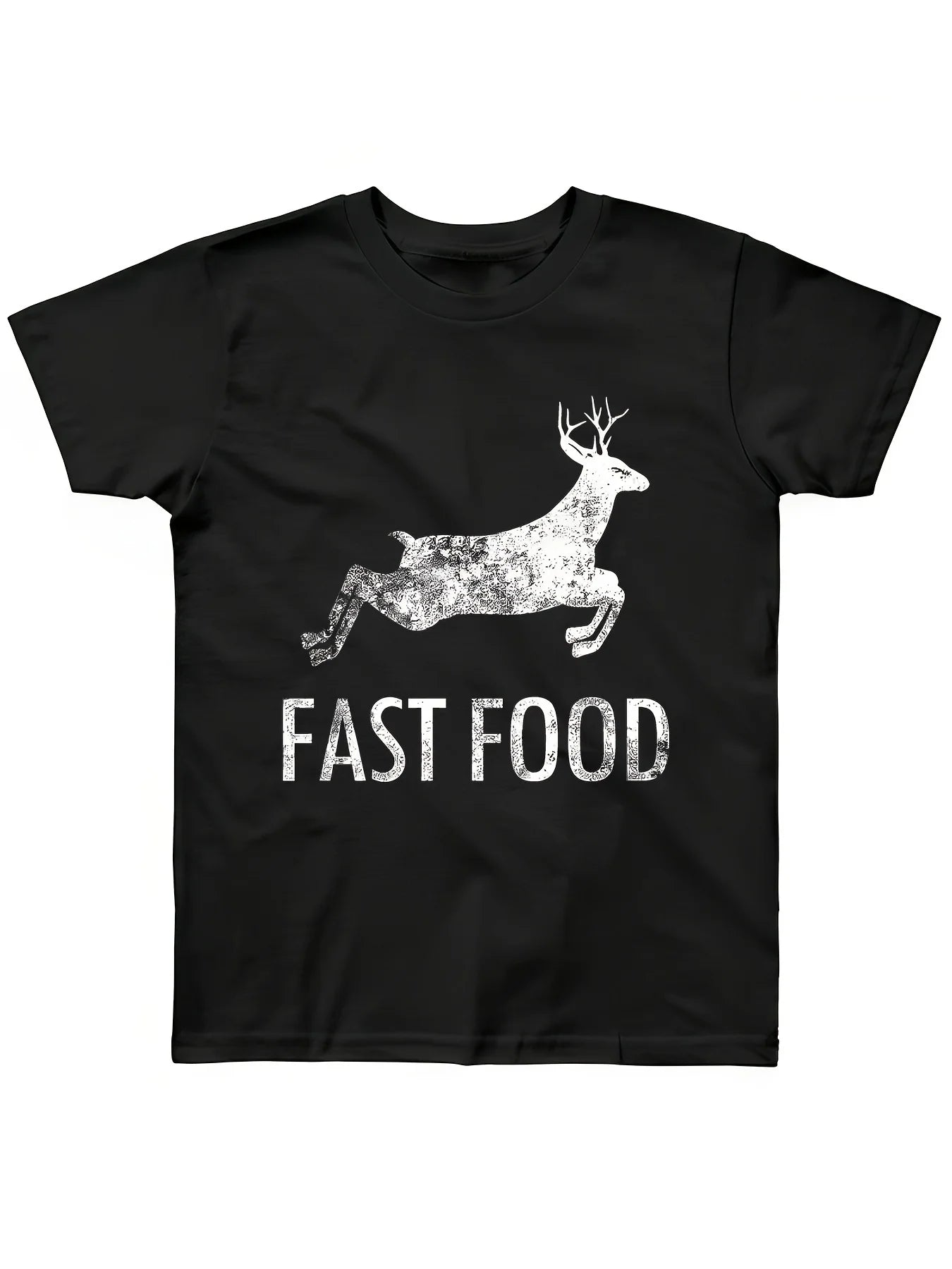 Funny Deer Hunting Tee - Men's Short Sleeve Graphic T-Shirt with Fast Food Print