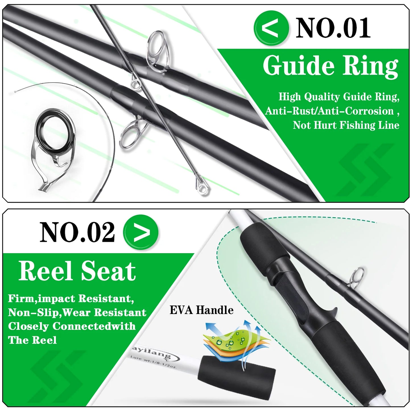 Sougayilang Fishing Rod Reel Combo 1.8m 4-Sections Carbon Fiber Rod and 7.2:1 Speed Gear Ratio Max Drag 8kg for Bass Pike Pesca