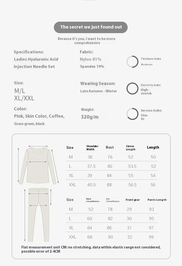 Women Warm Thermal Underwear Ultra Thin Traceless Long Sleeves Clothes High Elastic Set Black Tech Constant Temperature Lingerie