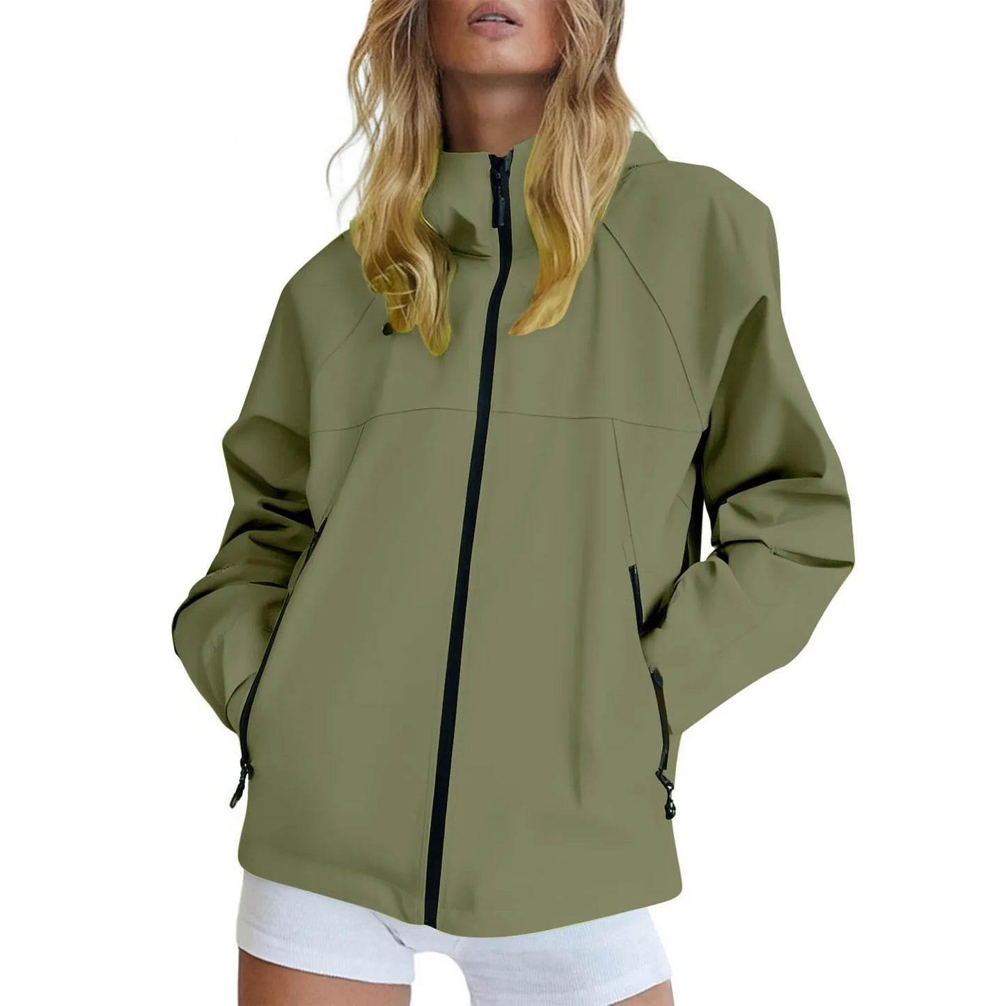 Women'S Solid Color Long Sleeved Hooded Outdoor Suit Windproof And Thin Jacket Spring Autumn Women Solid Color Sweatshirt Coat