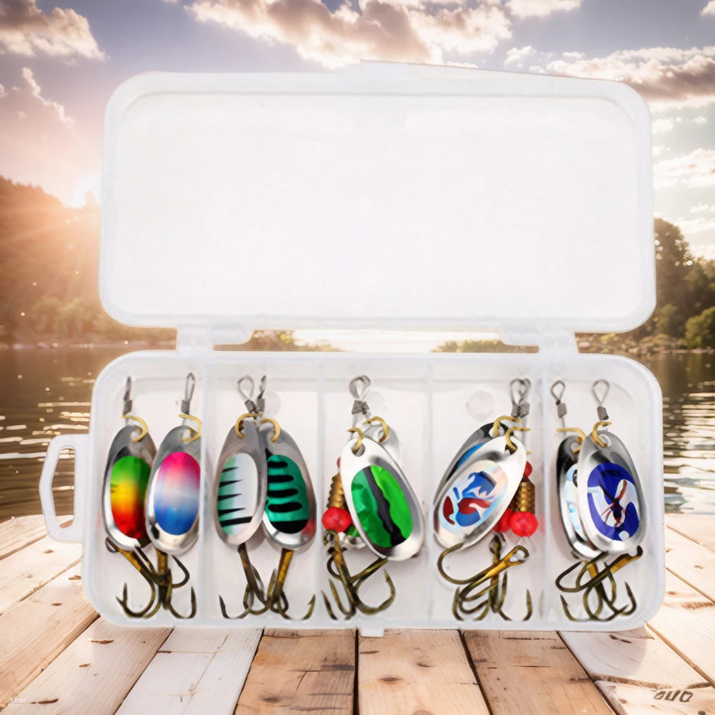 10Pcs Spinner Bait Sequins Bait 360 Degree Rotating Treble Hooks Wobblers Artificial Bass Bait for Freshwater Seawater