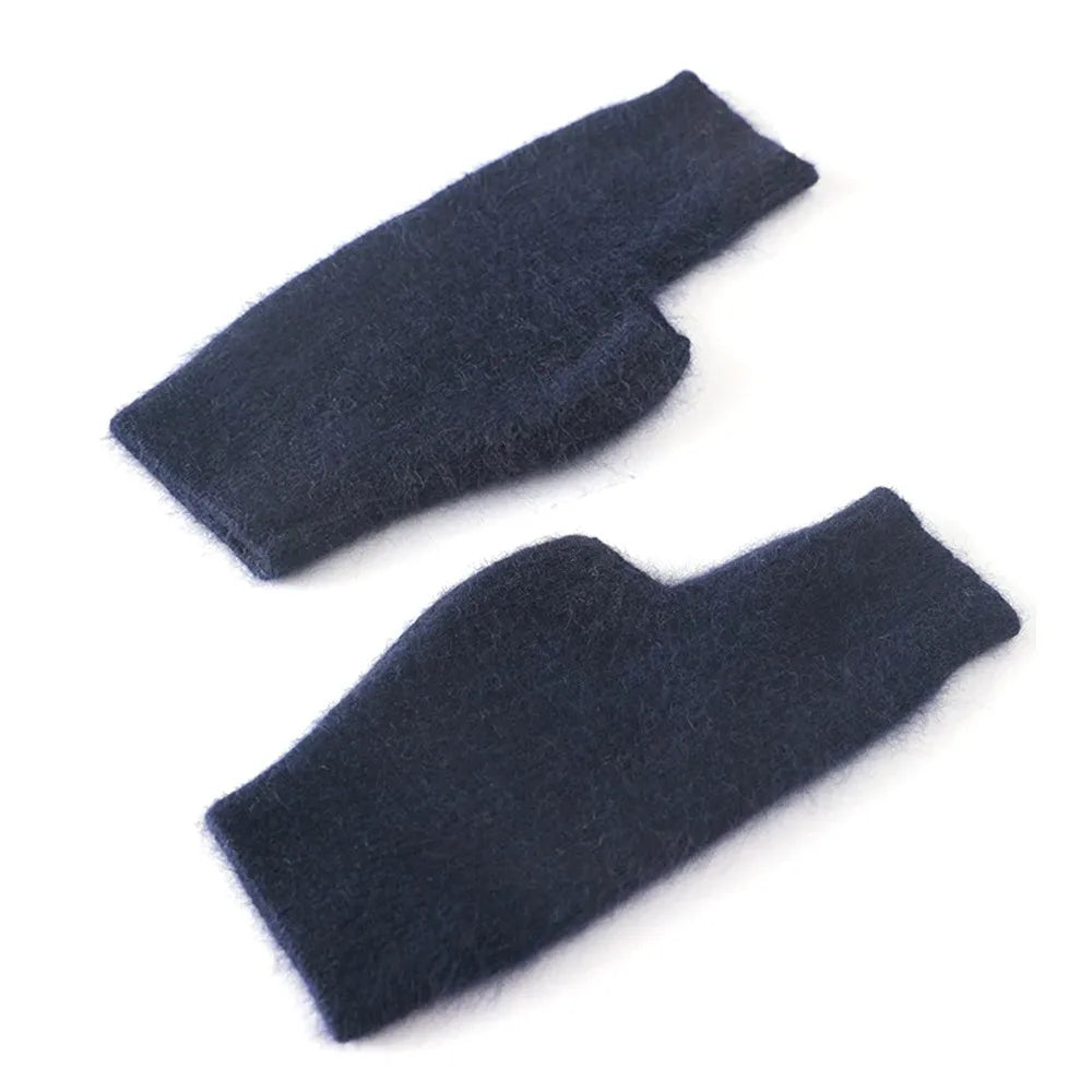 Mink Cashmere Gloves Autumn Winter Women Girl Gloves Fingerless Warm Knitted Wool Mitten Wrist Length Thumb Hole Mitts Fashion