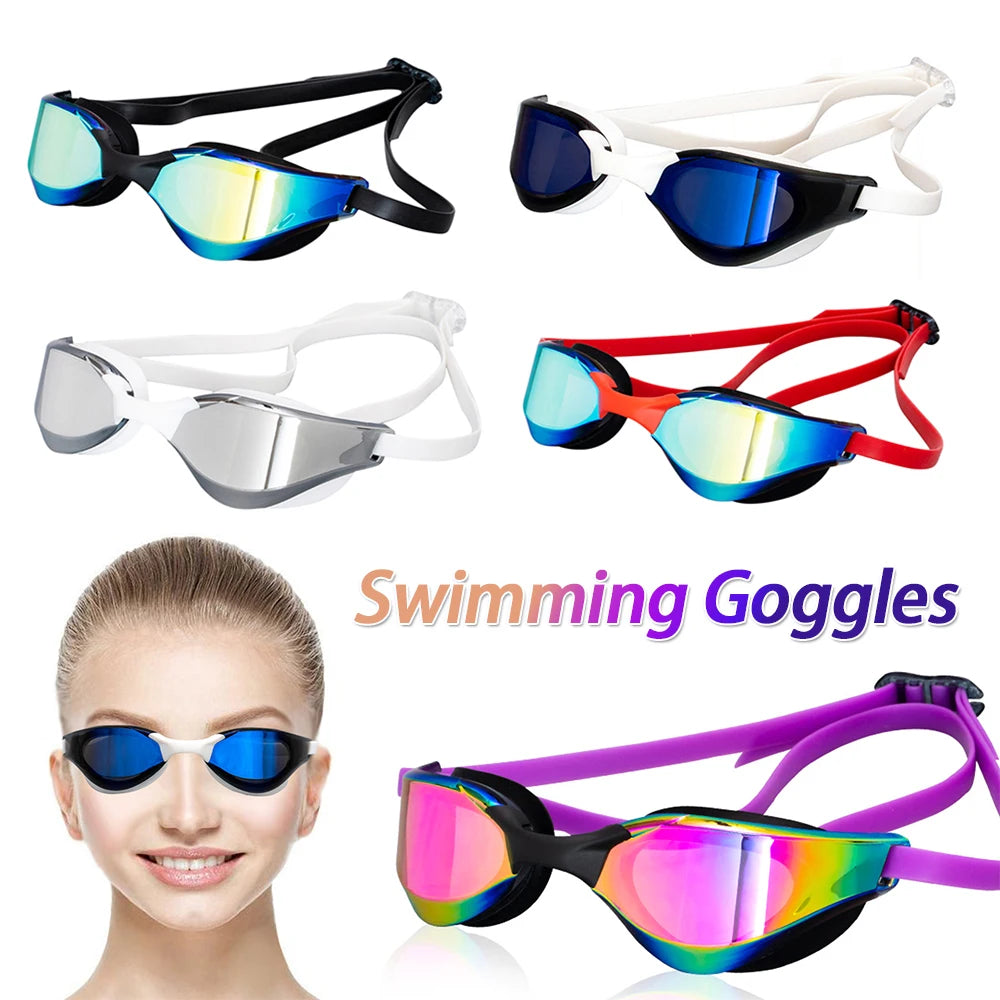 Electroplate Diving Glasses UV Protection Swim Sports Eyewear No Leaking Wide View Swim Goggles for Women Men Youth Kids
