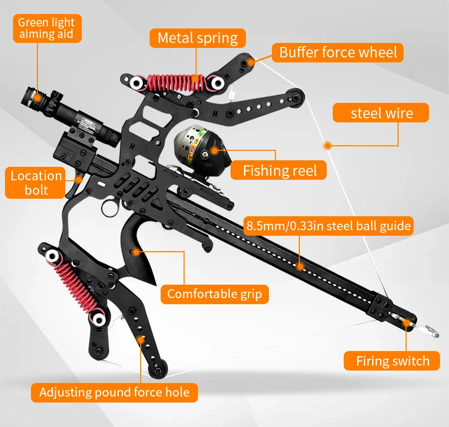 Fire Dragon Dual-Use Compound Bow with Fishing Reel and Sight-Fast Shooting Speed, Ultra-Stable for Hunting, Fishing and Archery