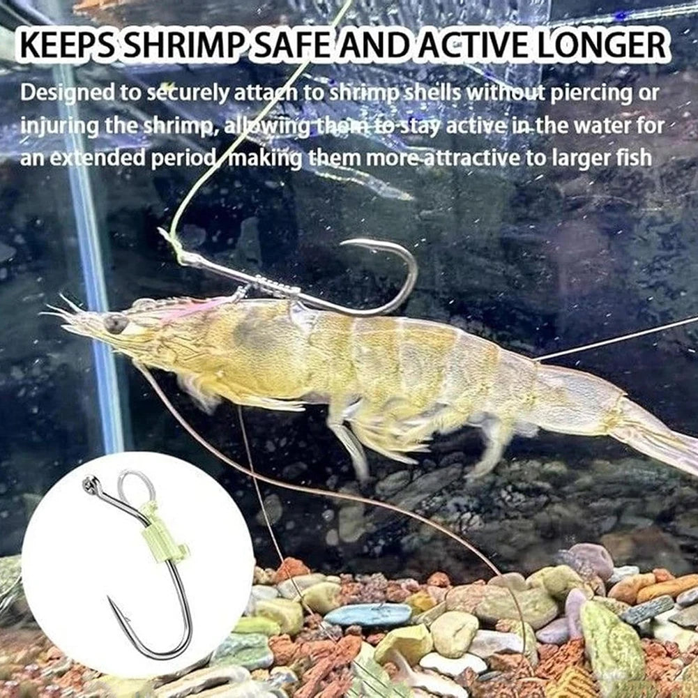 10pcs Luminous Live Shrimp Fixing Hook Metal Barbed Fishhook Catfish Bass Fishing Hook