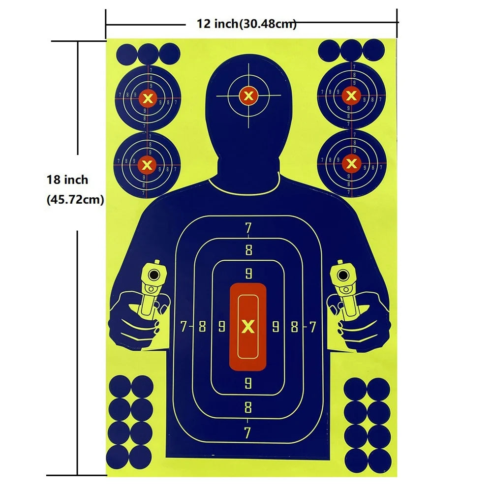 YHOLI-10Pcs 12X18 Inch Human Body Shape Targets Reactive Splatter Glow Fluorescent Paper Target For Archery Training