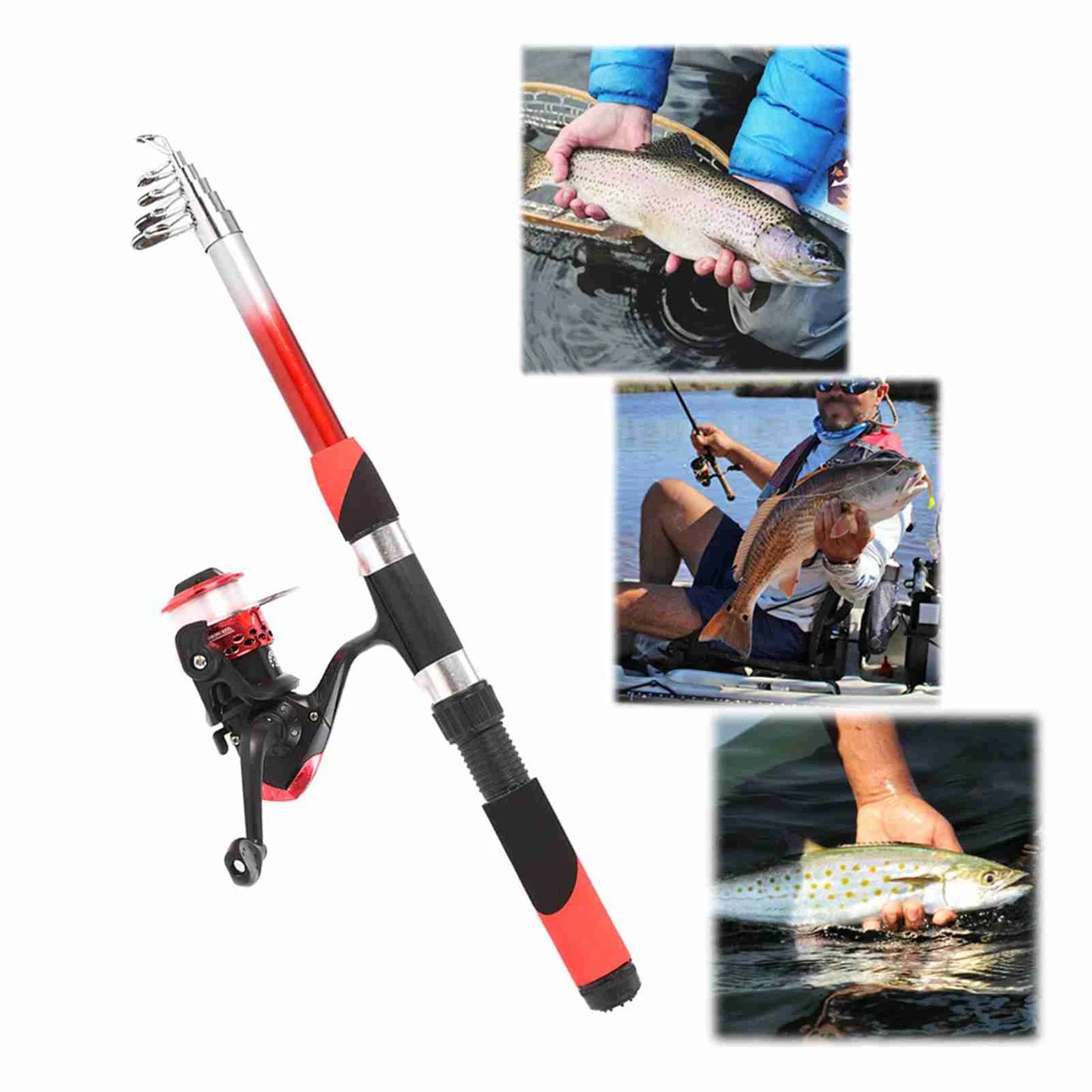 Fishing Pole Combo Set 2.1m Portable Telescopic Fishing Rod and Reel Complete Kit fishing rod reel combo with carry case