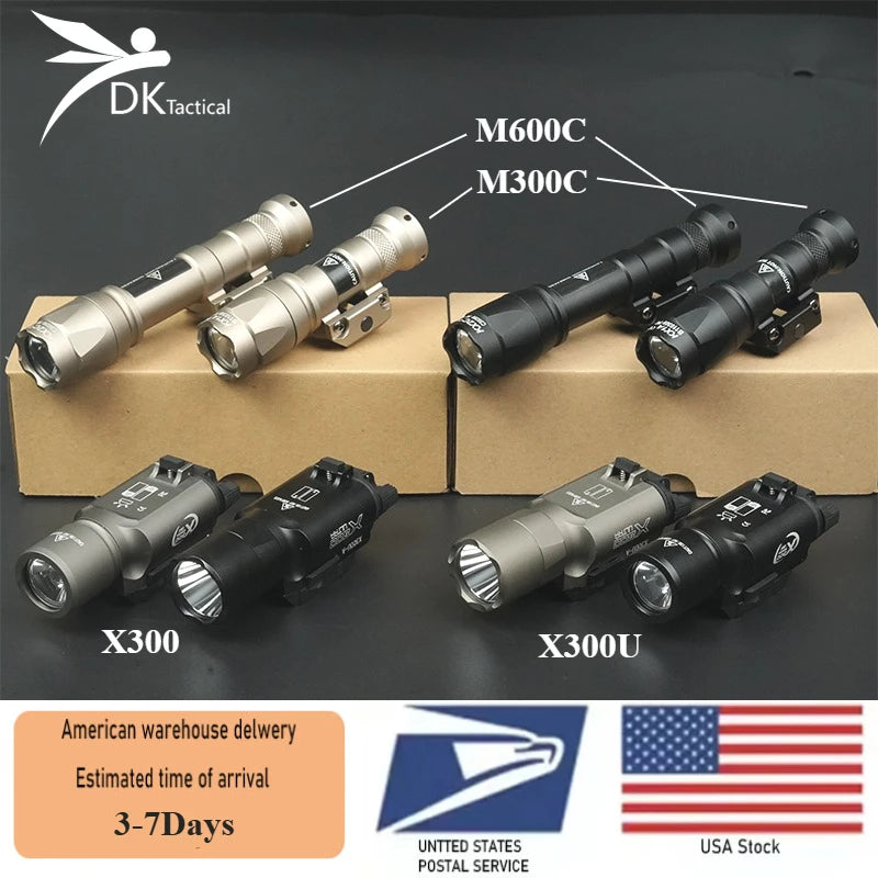 US Warehouse Tactical SF X300 X300U M600C M300 Flashlight Hunting Weapon Scout Light Airsoft Lamp Accessories Fit 20mm Rail