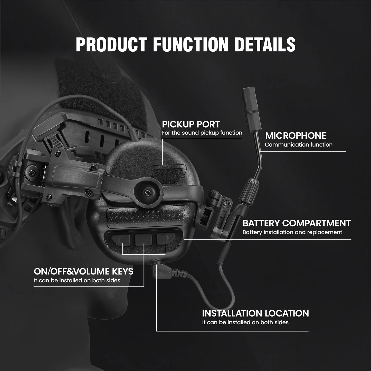 Army Shooting Earmuffs Tactical Hunting Headset Electronic Hearing Protector Active Noise Reduction Sound Pickup Headphone