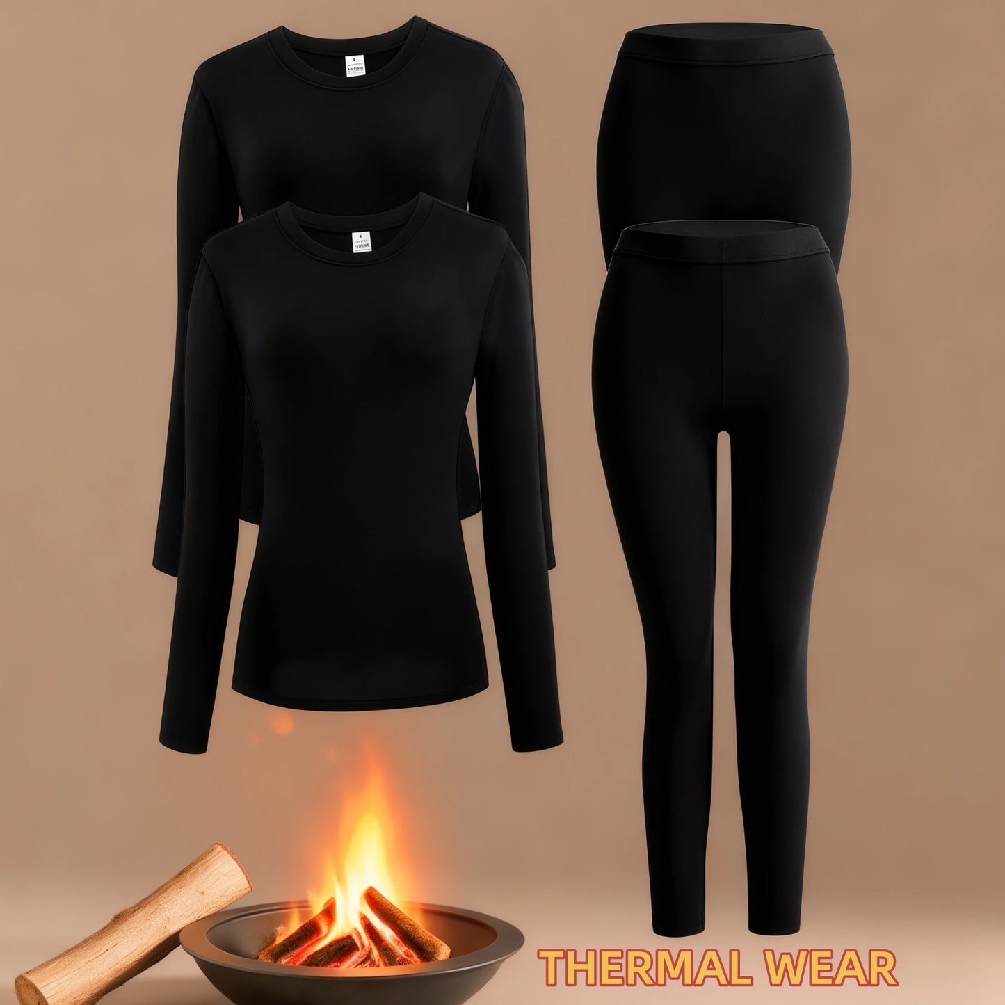 4Pack Women Fleece Thermal Underwear Set, Comfortable Base Layer, Warm Skin-Tight Pants For Outdoor Activities, Skiing In Winter