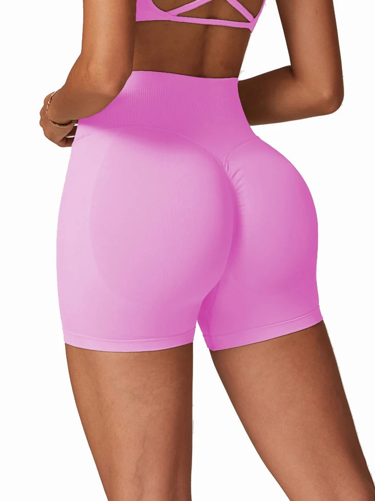 Seamless Fitness Shorts Women's Summer Thin Stretch High Waist Hip Yoga Shorts Sports Running Breathable Quick Drying Training P