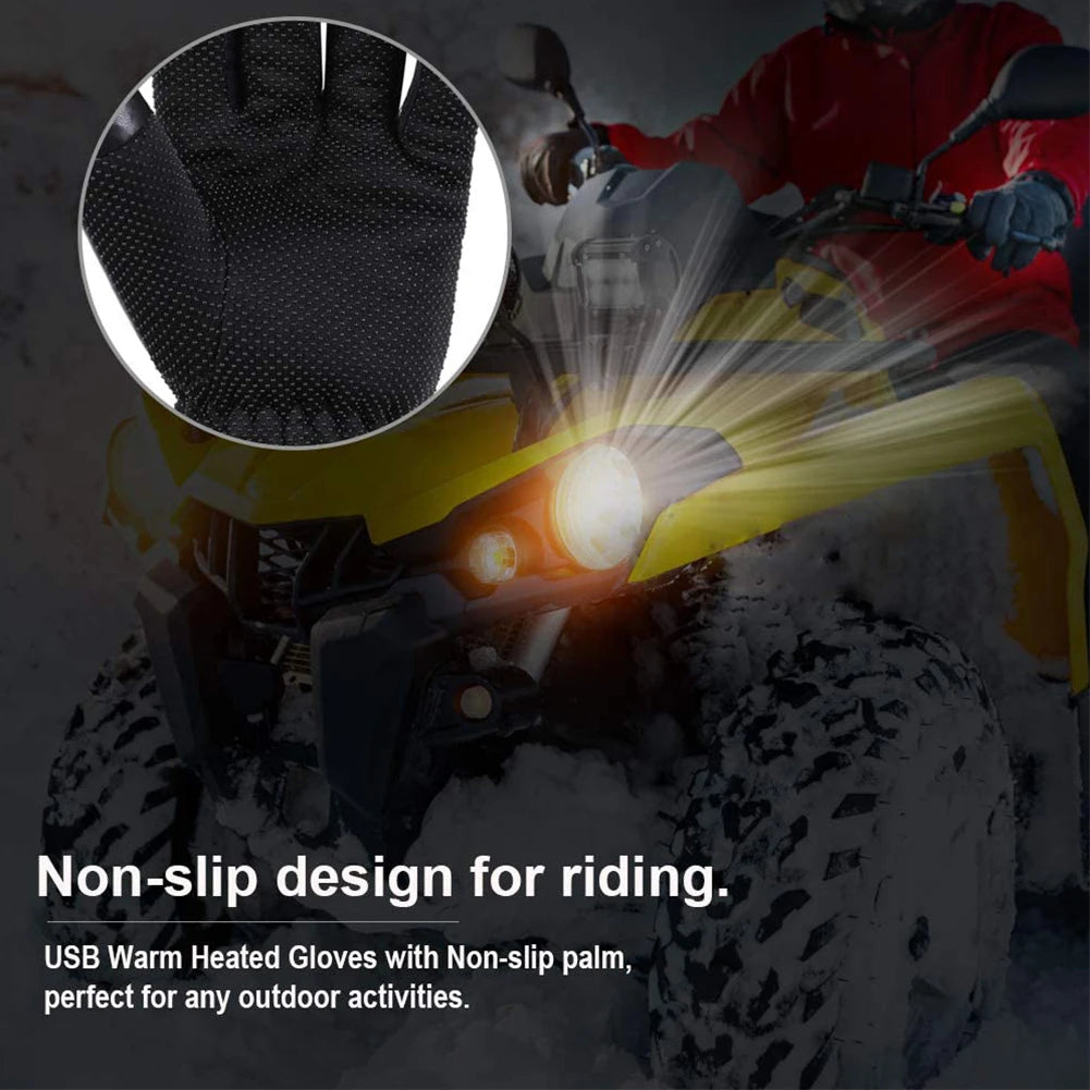 Leather Electric Heating Gloves Waterproof Outdoor Winter Gloves Heated Touchscreen Hand Warmer for Hiking Skiing Fishing