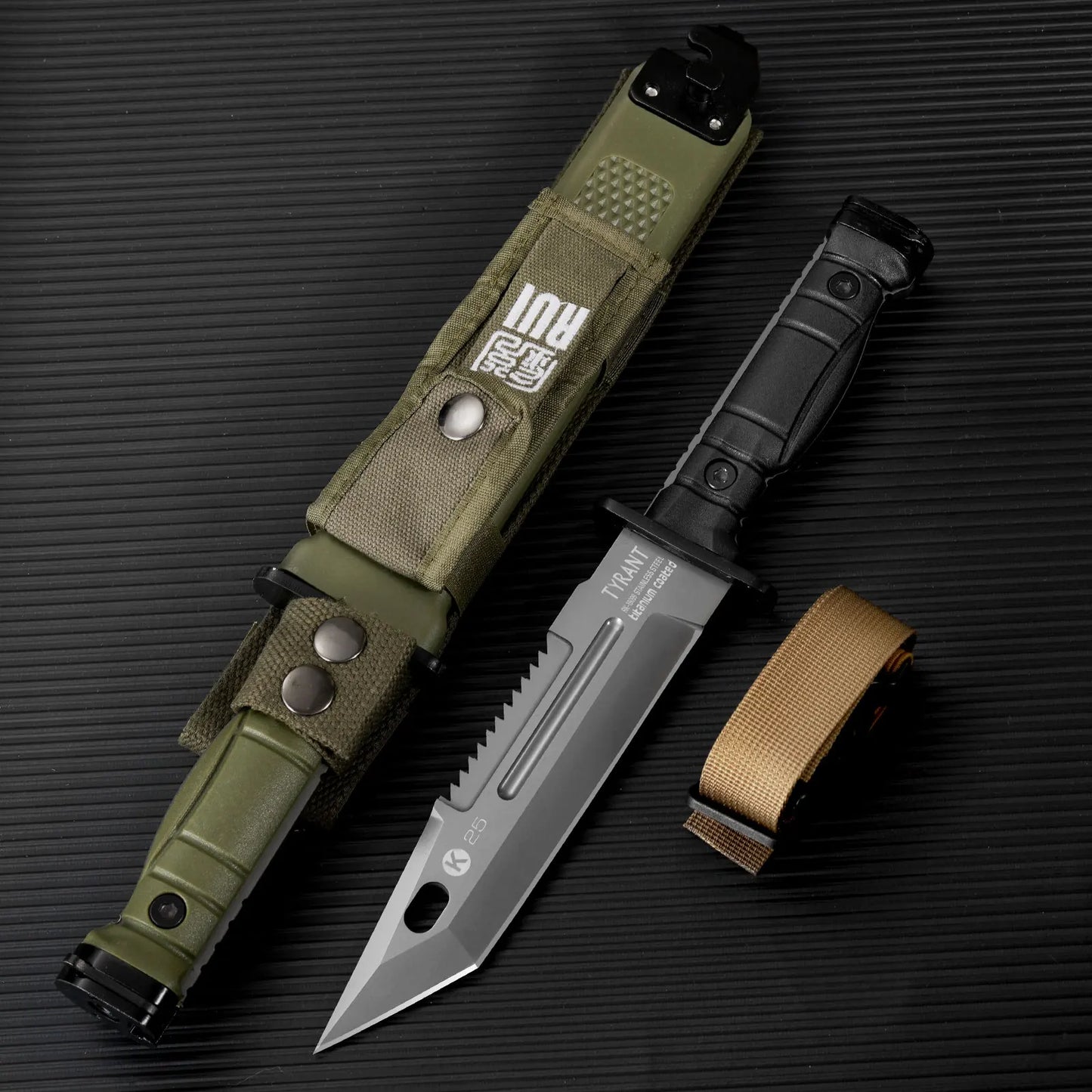 Straight Knife Tactical 7CR17MOV Steel Blade Sharp Durable ABS Handle for Jungle Camping Hunting Outdoor Survival Self-defense
