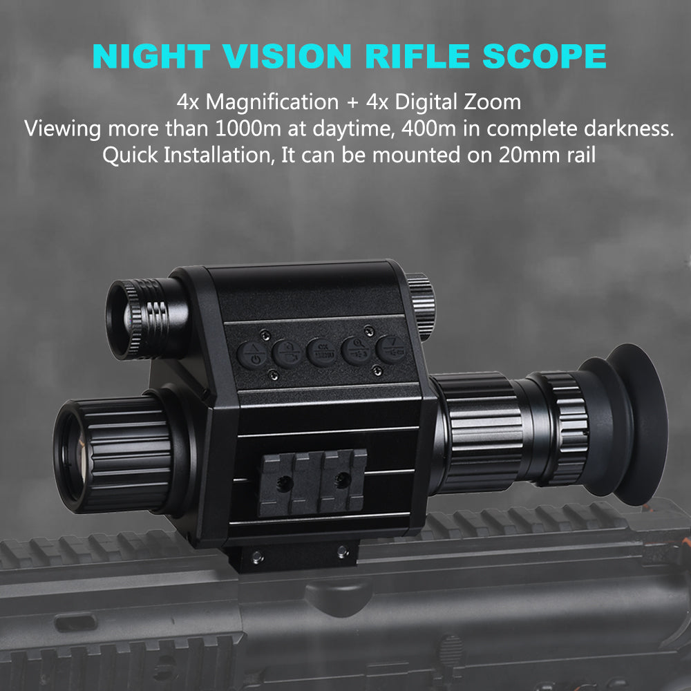 Digital Night Vision Riflescope 940nm IR Scope Sight Monocular 5X Zoom HD 1080P Video Photo 300m Night Vision for Hunting