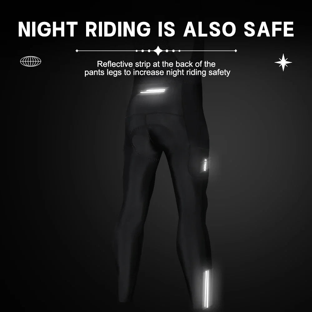 X-TIGER Winter Men's Cycling Bib Pants Cold Resistant Keep Warm Wool Breathable 5D Gel Pad TMB Mountain Road Cycling Pants