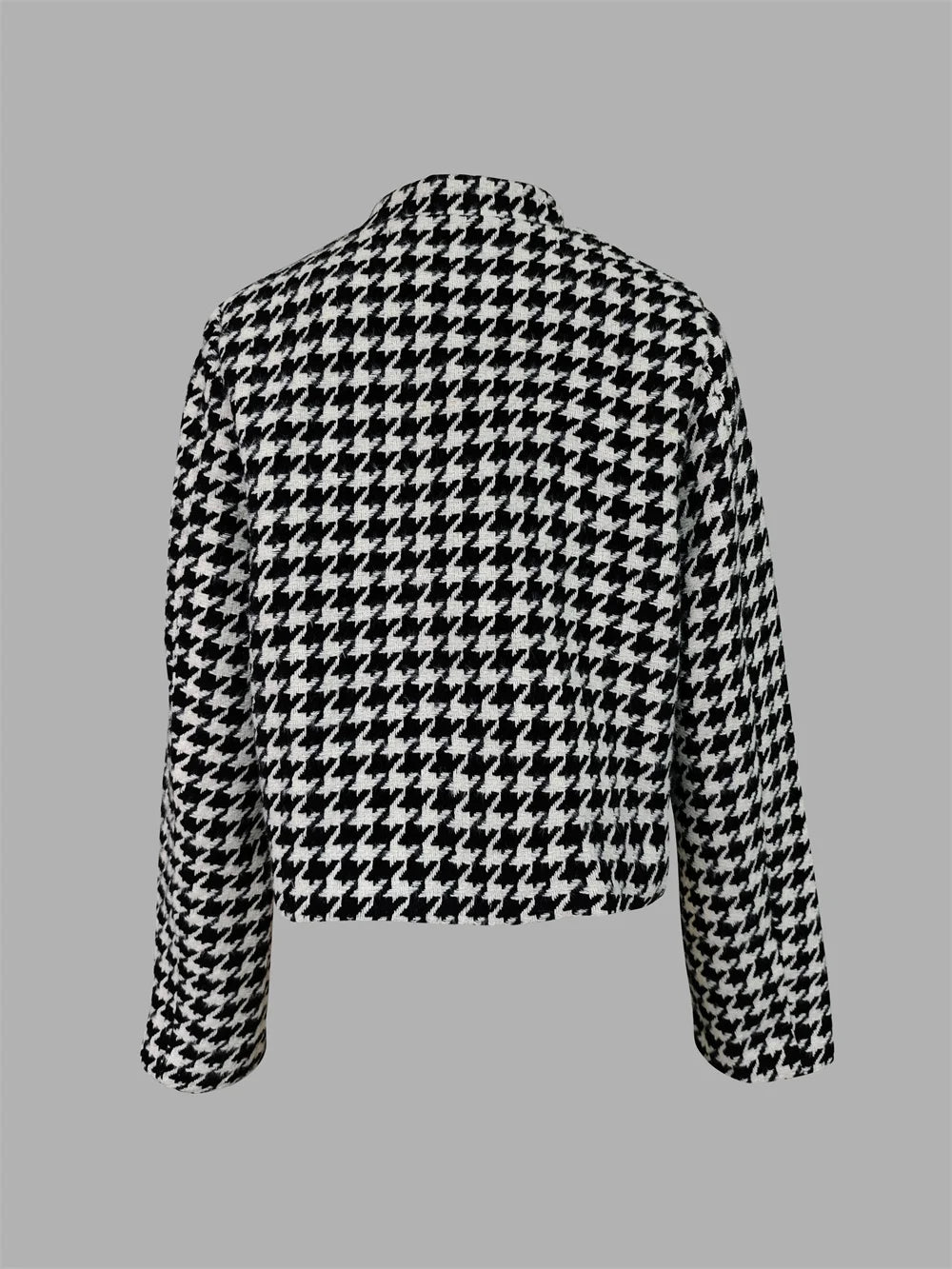 Women's Houndstooth Outerwears & Jacket Stand Collar Long Sleeves Autumn Winter Fall Clothes 2024 Women Classics Coat