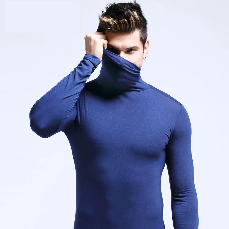 Thermal Underwear Tops Men Winter Clothes Thermal Shirt Autumn Men's Winter Tights High Neck Thin Slim Fit Long Sleeve T-shirt