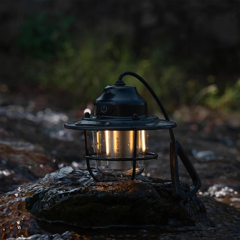 LED Camping Lantern Dimming Emergency Lamp Type C Charging Retro Camping Light 4 Light Modes Multifunction for Fishing Camping