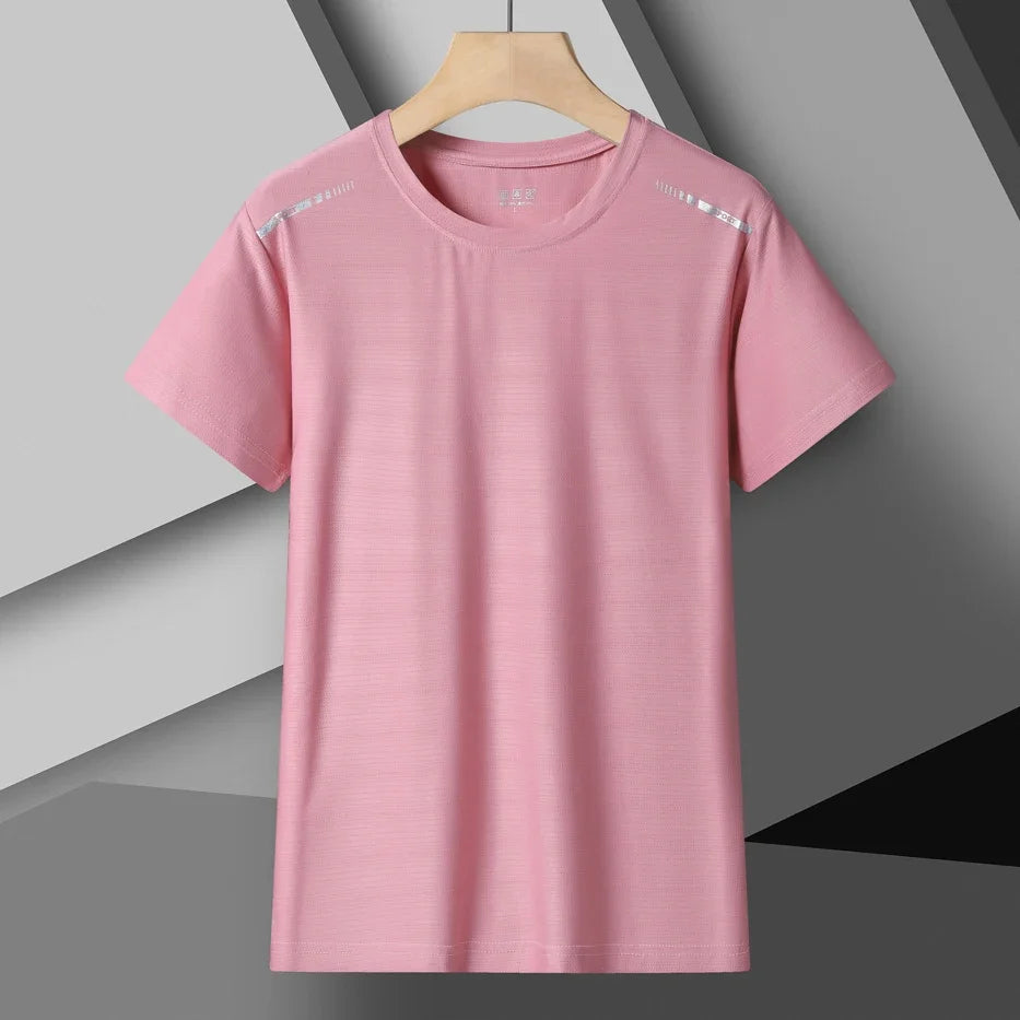 Women Reflective Running T-Shirt - High Elastic Breathable Quick-Dry Ice Silk Sport Top for Summer, Cool Short Sleeve Active Tee