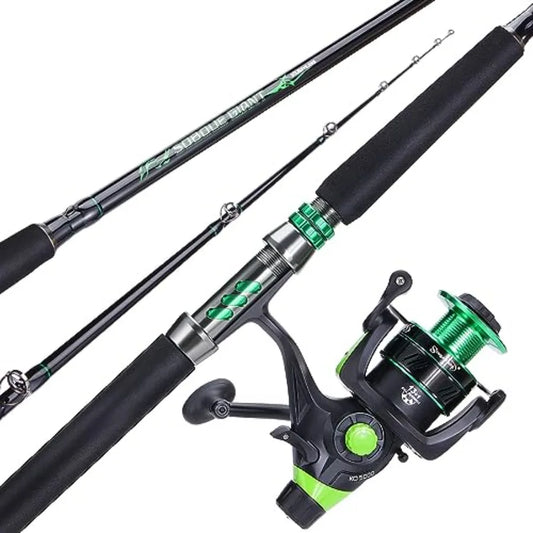 Catfish Fishing Rod and Reel Spinning Combo with Comfortable EVA NonSlip Grips Aluminum Reel Seat and Size 5000 Car