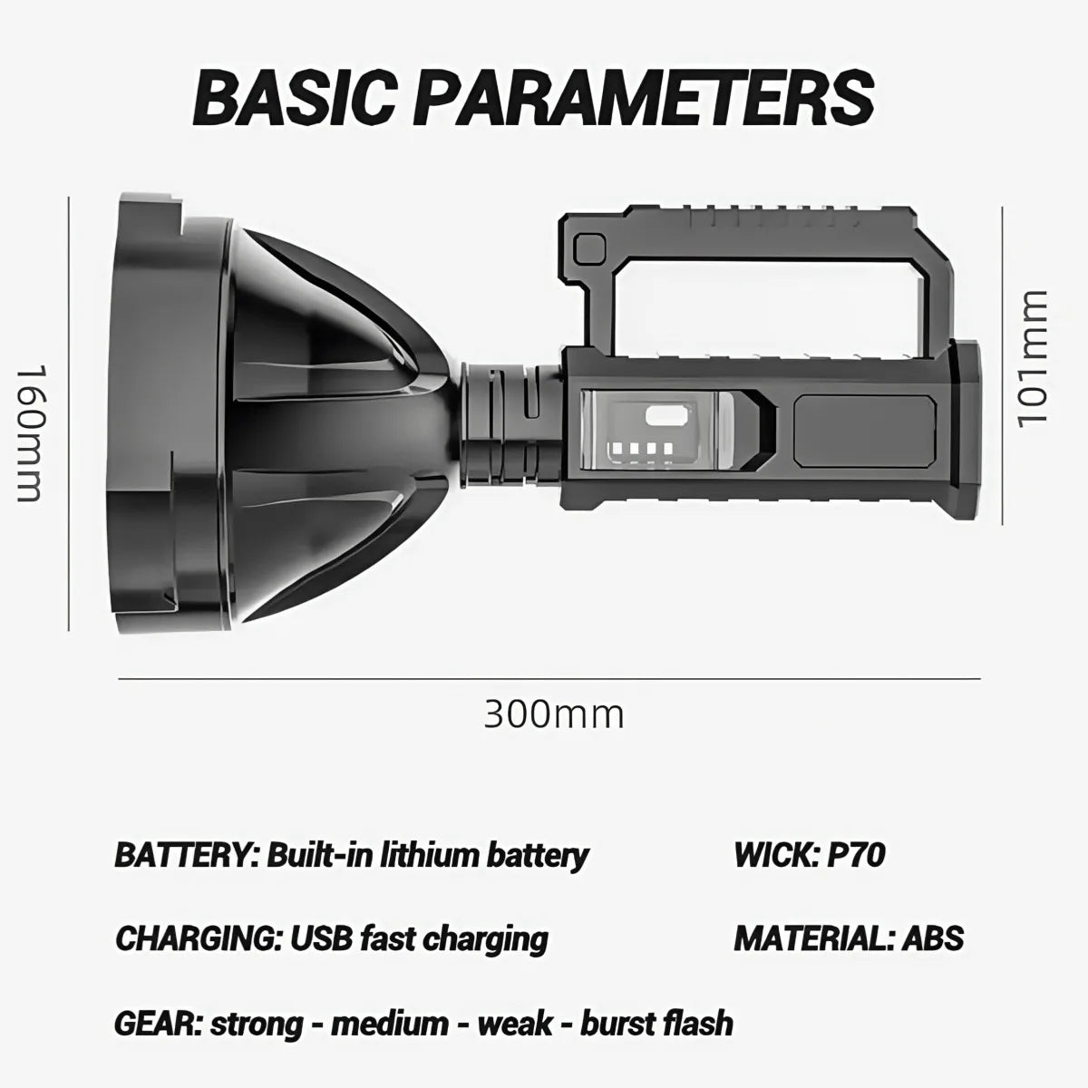 Portable USBRechargeable LED Flashlight HighPower Handheld SpotlightWaterproof SearchlightwithMountable Bracket for Outdoor Use