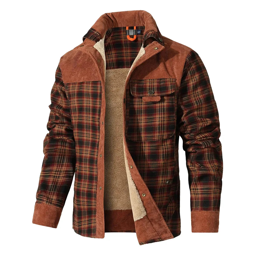 Men's Jackets Winter Windproof Warm Casual Bomber Coat Plaid Sherpa Lined Flannel Outdoor Classic Jacket Men US Size