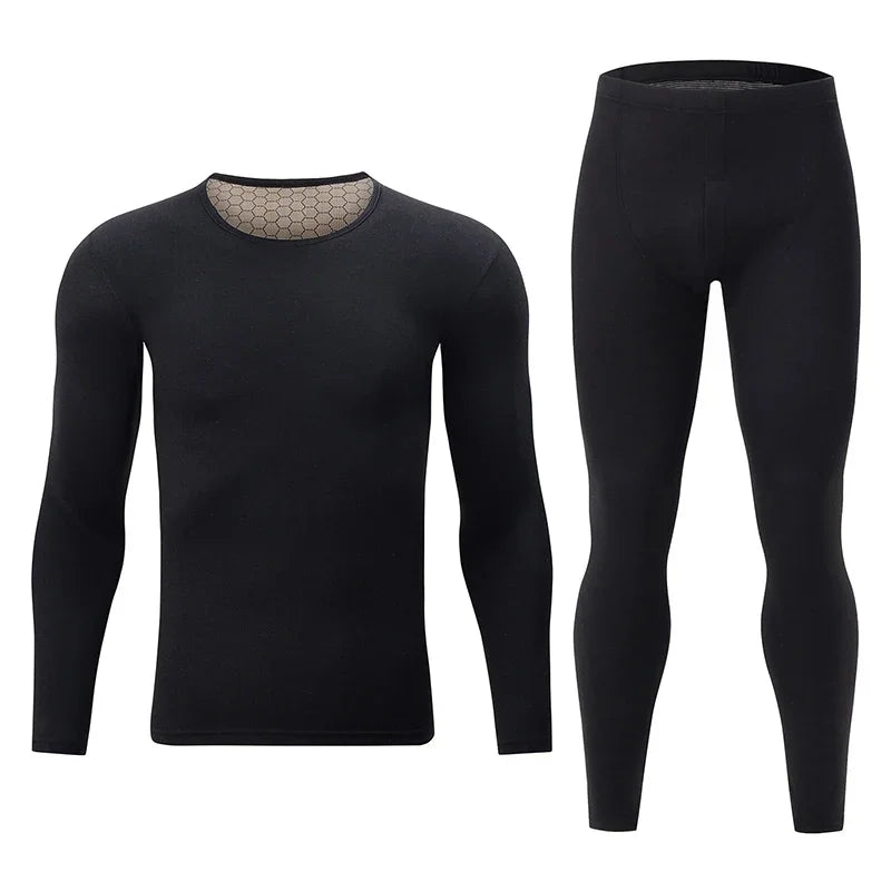 2-Piece Men's Fashion Autumn Clothes And Long-sleeved Trousers Set For Teenagers' Thermal Underwear At The End Of Autumn And Win