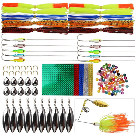 107pcs Fishing Lure Making Kit DIY Spinner Making Kit, Inline Spinner Baits for Bass Fishing Trout Freshwater Gift for Men