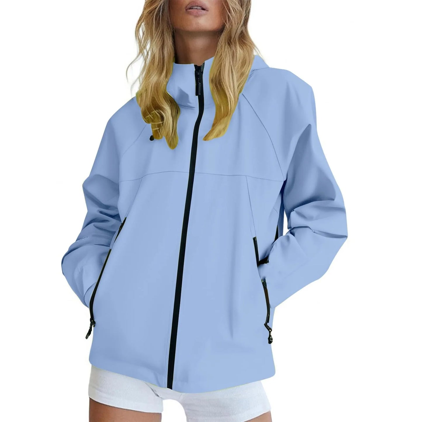 Women'S Solid Color Long Sleeved Hooded Outdoor Suit Windproof And Thin Jacket Spring Autumn Women Solid Color Sweatshirt Coat