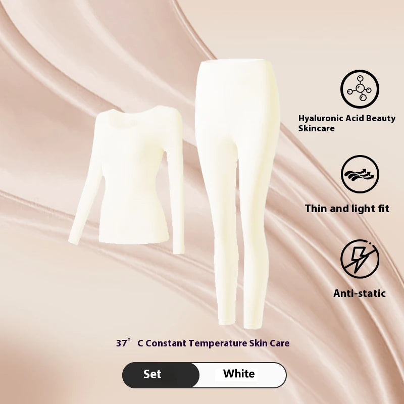 Women Warm Thermal Underwear Ultra Thin Traceless Long Sleeves Clothes High Elastic Set Black Tech Constant Temperature Lingerie