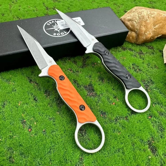 TOOR Tactical Straight Knife G10 Handle 440c Blade with Sheath Outdoor Camping Survival Hunting Defense Durable Knife Men's Gift