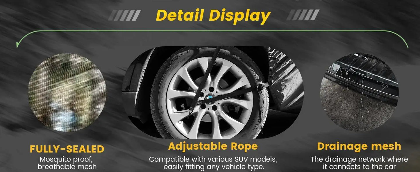 W_SUV Tent, 5-9 Person Rectangle Car Tent for Family, Waterproof & Windproof for Car Camping, Large Camping Tents with Storage