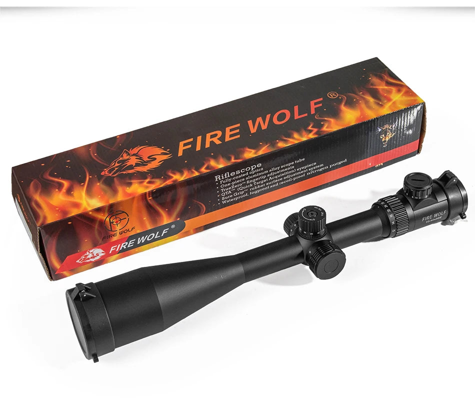 Fire Wolf 10-40X56 AOE Hunting Scopes Side Wheel Parallax Adjustment Optics Riflescope Red Green Dot Sight For Scopes