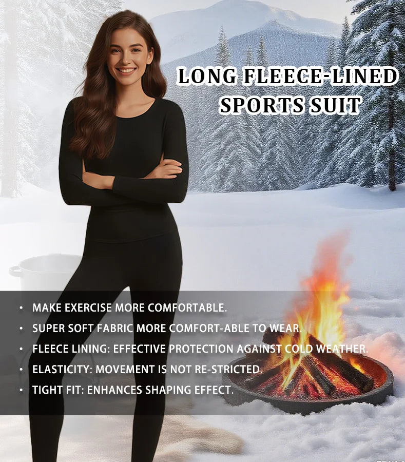 4Pack Women Fleece Thermal Underwear Set, Comfortable Base Layer, Warm Skin-Tight Pants For Outdoor Activities, Skiing In Winter