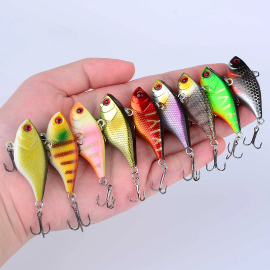 9Pcs Vibration Long Casting Sinking Fishing Lure VIB Winter Fishing Lipless Hard Bait For Pike Bass