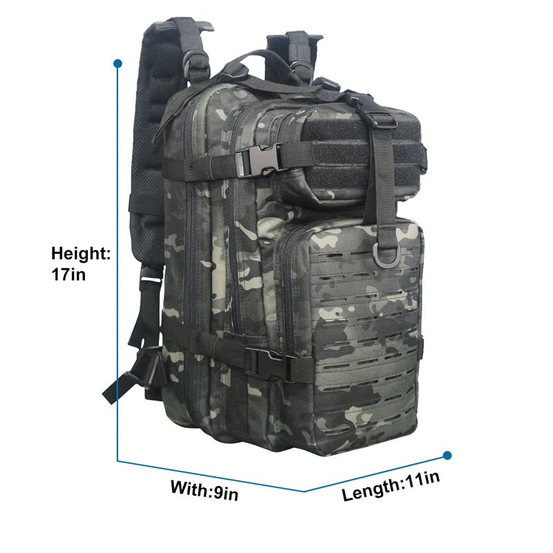 30L Military Tactical Backpack for Men, Survival Hiking Camping Travel Backpack Riding Daypack