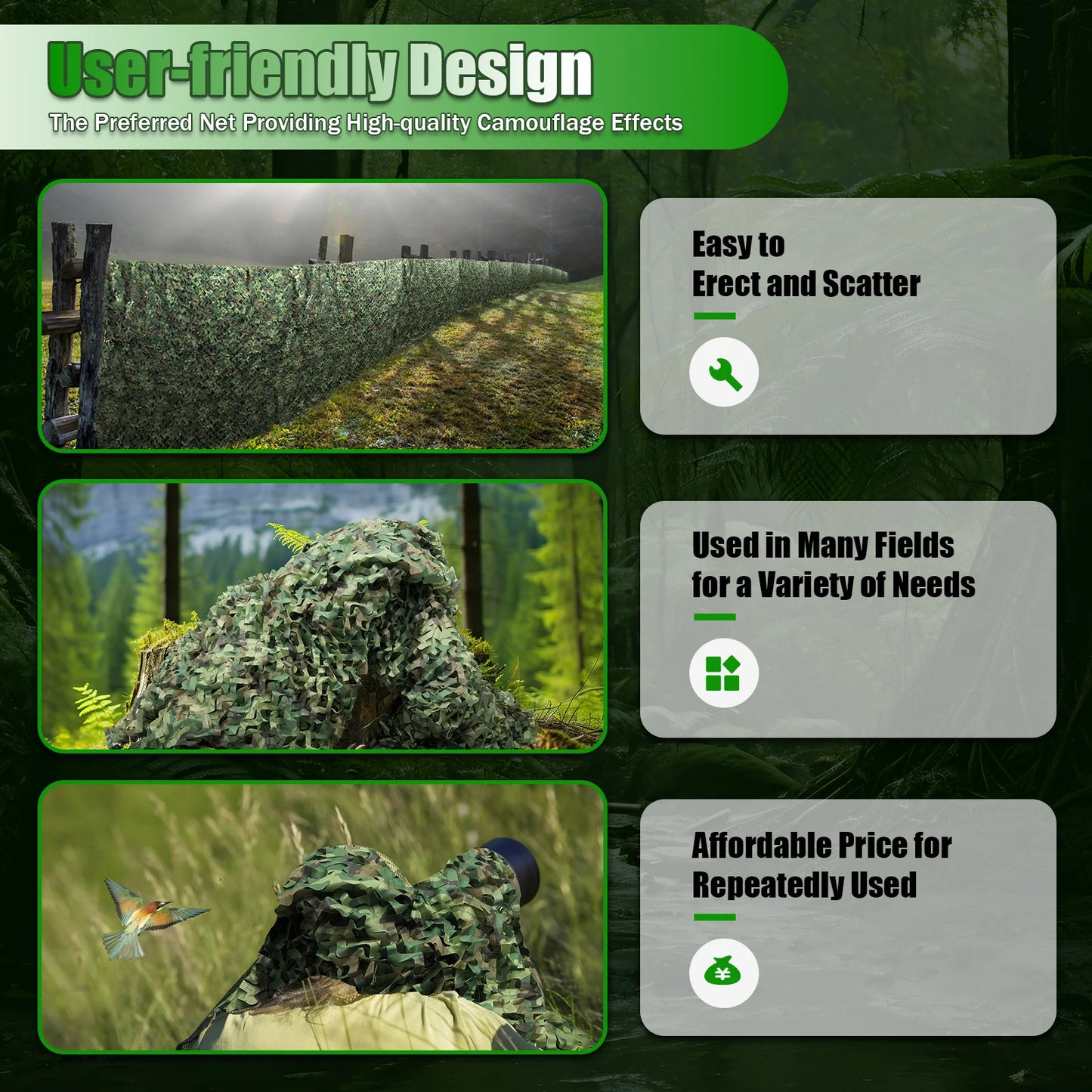 8*8m Camouflage Net Hunting Net Sunshade Mesh Nets Car Tent Shade Covers Hunting Blind Shooting Military Theme Party Decor