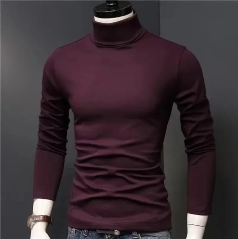 Thermal Underwear Tops Men Winter Clothes Thermal Shirt Autumn Men's Winter Tights High Neck Thin Slim Fit Long Sleeve T-shirt