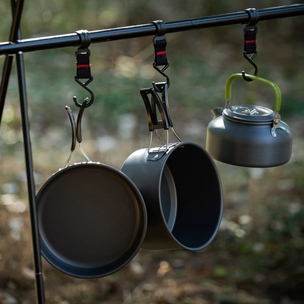 3PCS Camping Cookware Set Pot Pan Kettle Set Portable Cooker Set 2-3 Person with Mesh Bag for Camping Backpacking Outdoor Picnic