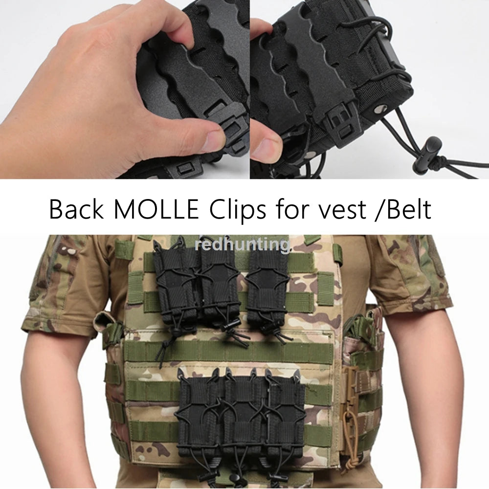 9mm Magazine Pouch Tactical Molle Triple Magazine Pouch Double-Layer Mag Pouches Universal Cartridge Holder for Hunting CS Vest