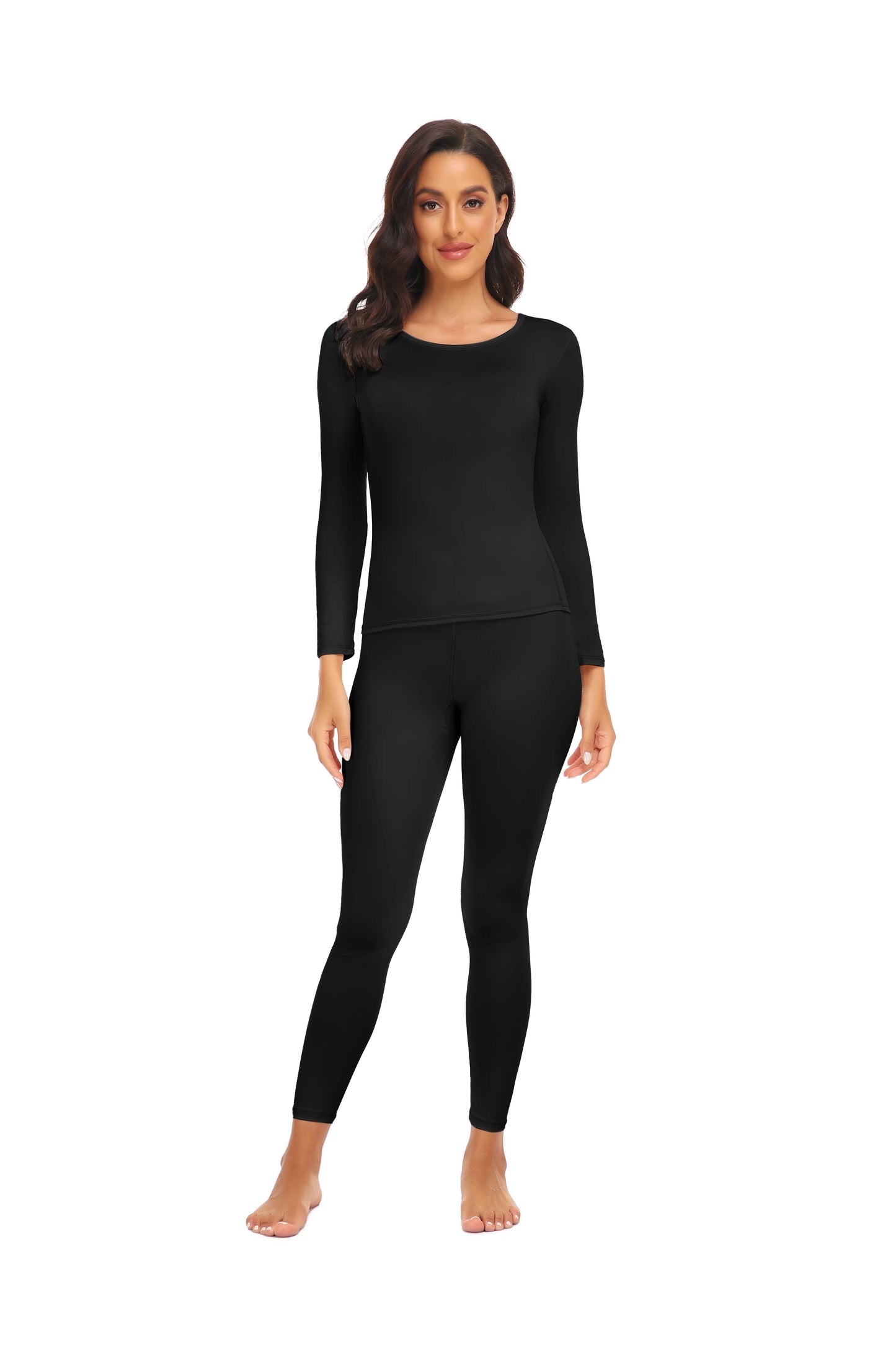 Women Thermal Underwear Set Long Johns Base Layer Set Warm Top Bottom for Winter Soft Round neck Lingerie Keep Warm Base Layer
