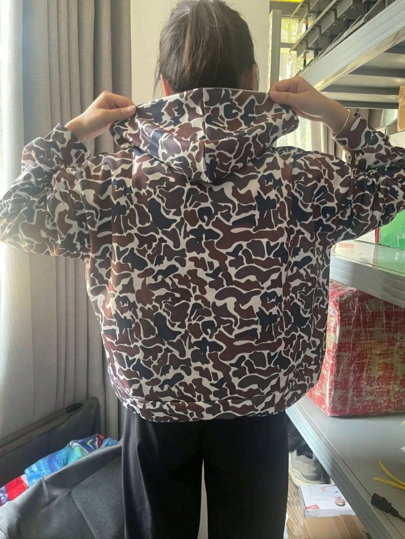 Camo Zip Up Hoodie For Women Quarter Zip Hoodie Jacket Tactical Style Cropped Sports Sweatshirt