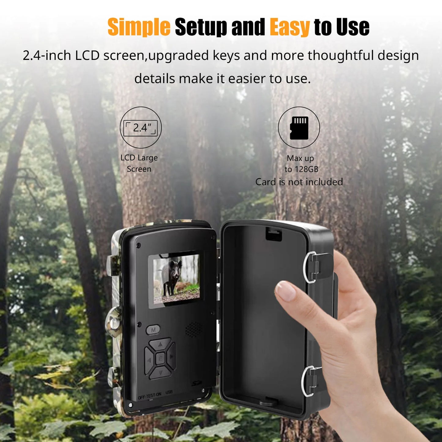 Wildlife camera 1080P Hunting Camera 2.0in LCD 16MP Infrared Night Vision Mobile Monitoring IP66 Waterproof Trail Camera