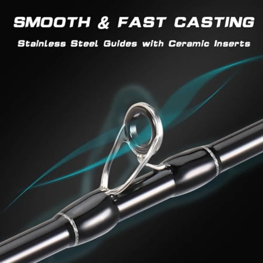 Fishing Rod and Reel Combos for Spinning and Casting Fishing 30Ton+24Ton HighPerformance Graphite 2Piece Fishing