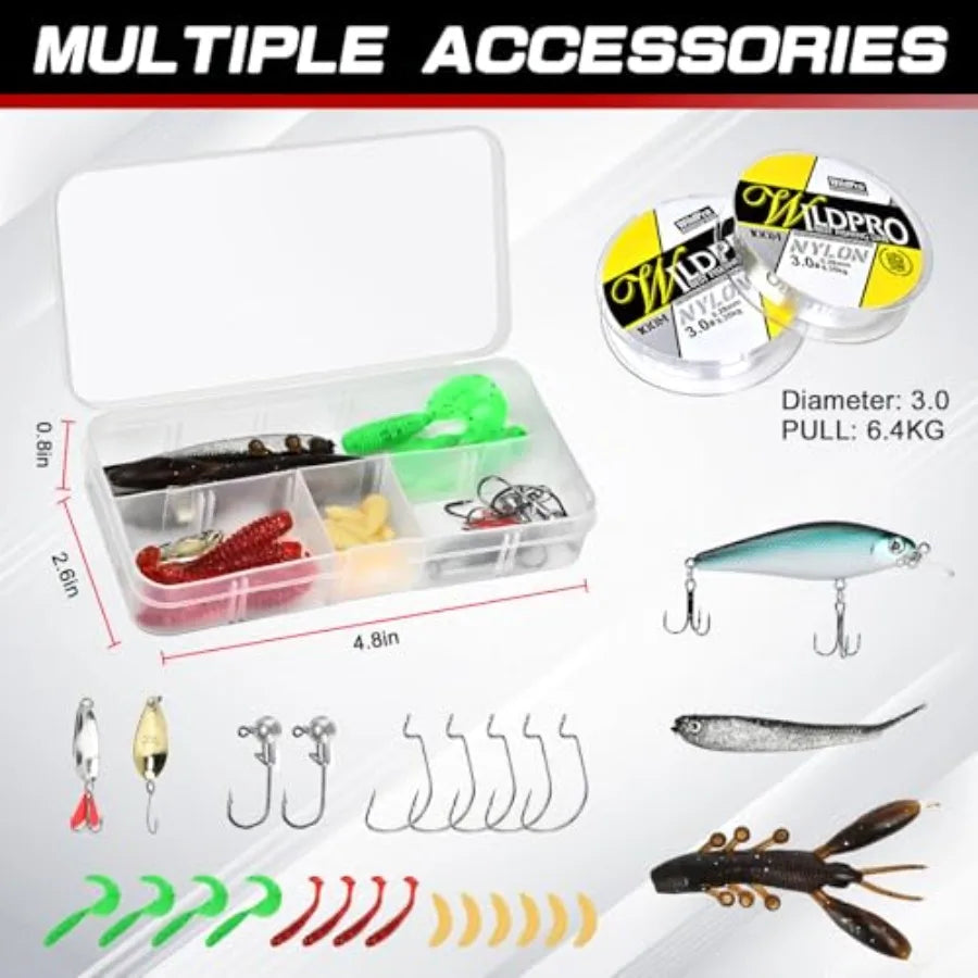 6.89ft Telescopic Carbon Fiber Fishing Rod and Reel Combo 2PCS with Spinning Reels 2 Fishing Line 2 Fishing Hooks Bait Set Port