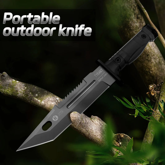 Straight Knife Tactical 7CR17MOV Steel Blade Sharp Durable ABS Handle for Jungle Camping Hunting Outdoor Survival Self-defense